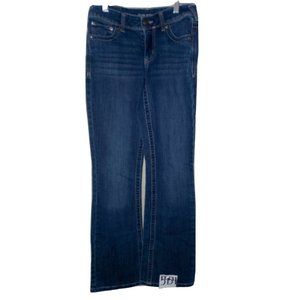 Maurices Bootcut Thick Stitched Blue Denim Jeans Womens Size 0 Reg (27x31)